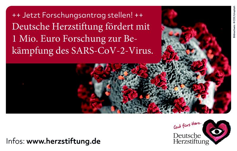 Die Covid-19-Forschungsförderung der Deutschen Herzstiftung umfasst 14 Forschungsvorhaben mit einem Gesamtfördervolumen von 940.000 Euro. 