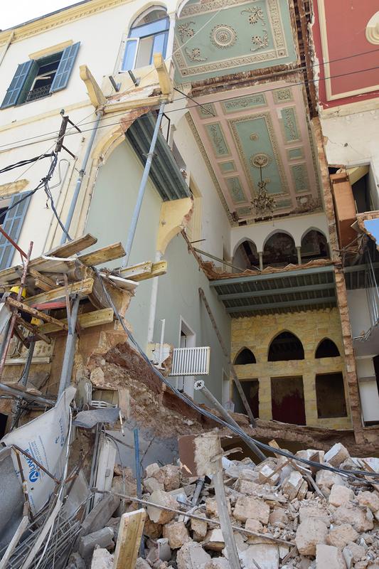 Am 4. August durch Explosion zerstörtes Gebäude in Beirut