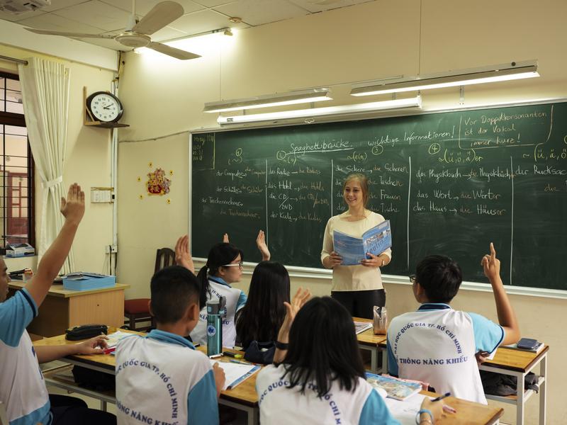 Lehramtsstudierende bei einem Auslandsaufenthalt im Rahmen von Lehramt.International.