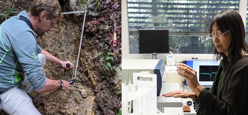 Prof. Dr. Kamil Ustaszewski (University of Jena) and Dr. Sumiko Tsukamoto (LIAG) collect rock samples with their research team at the PAF system. The samples are then analyzed in LIAG's world-leading laboratory for ESR and OSL methods. 