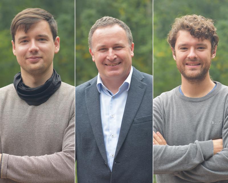 PhD student Guido Dittrich, Professor Patrick Huber, PhD student Manuel Brinker.