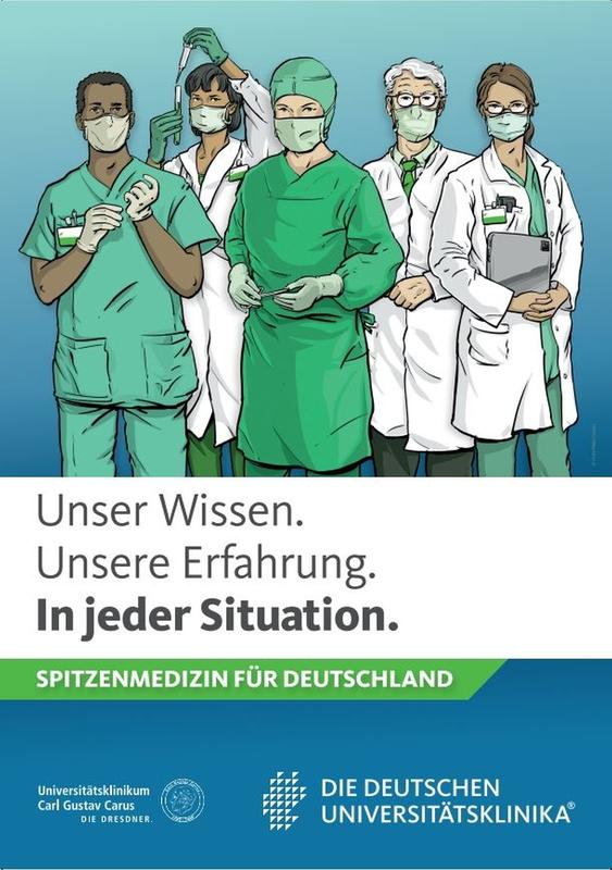 Plakat der Kampagne „Unser Wissen. Unsere Erfahrung. In jeder Situation. Spitzenmedizin für Deutschland“