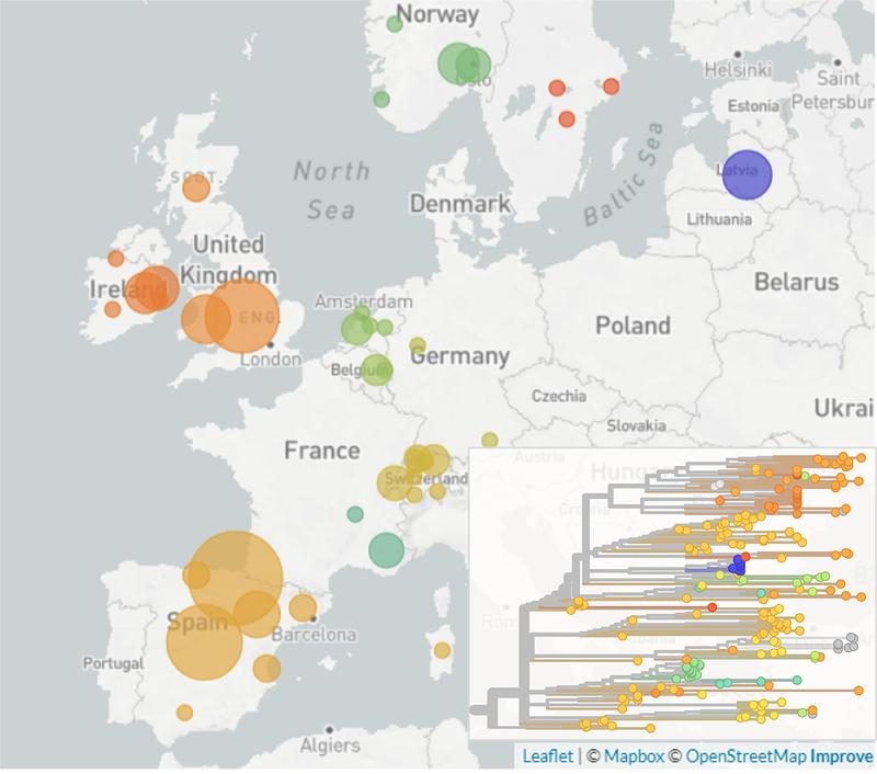 Die neue SARS-CoV-2-Variante 20A.EU1 hat sich in Europa weit verbreitet.