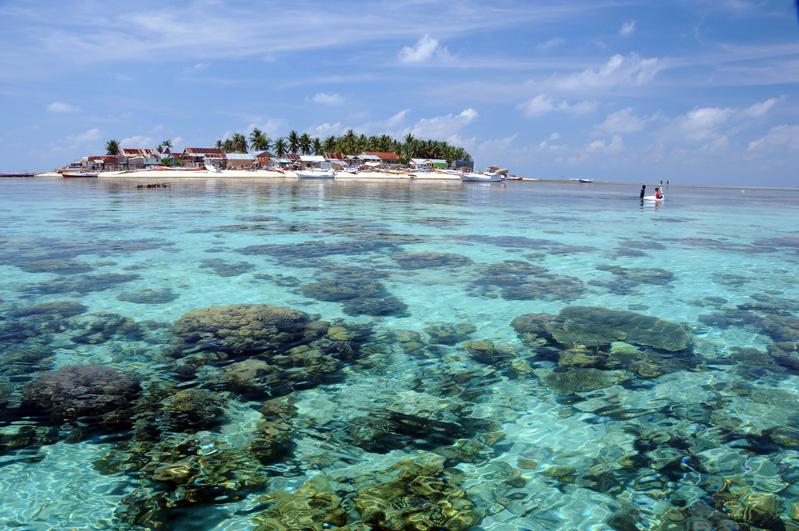 Coral reef off Bonetambung, an inhabited island in the Indonesian Spermonde Archipelago. 