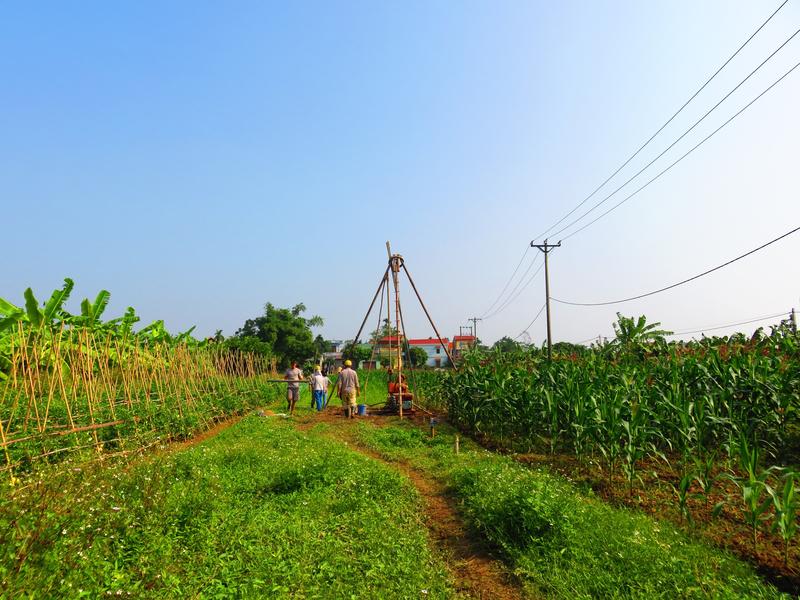 Um Sedimente für Laborexperimente mit Methan zu gewinnen, wurden 2018 in Van Phuc, Vietnam, Rotationsbohrungen durchgeführt.