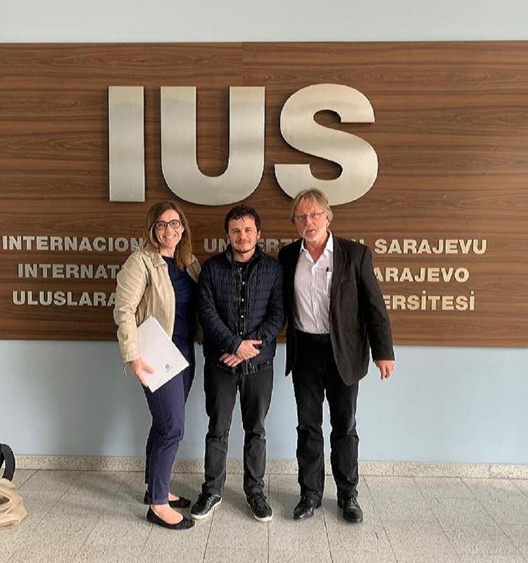 Kooperationsverhandlungen an der IUS Sarajevo: Eva Nefen (HWG, Ludwigshafen), Emil Knezović, Ph.D., (IUS) und Prof. Dr. Rainer Busch (HWG) (v.l.n.r.)