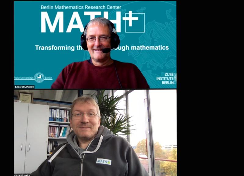 Bisheriger und neuer Sprecher des Exzellenzclusters MATH+: Martin Skutella (TU Berlin) und Christof Schütte (FU Berlin)