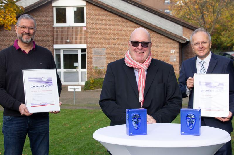 (v.l.) Bernd Altpeter, Prof. Dr. med. Dr. h.c. Diethelm Tschöpe, Prof. Dr. med. Stephan Martin bei der Preisverleihung am Weltdiabetestag 2020