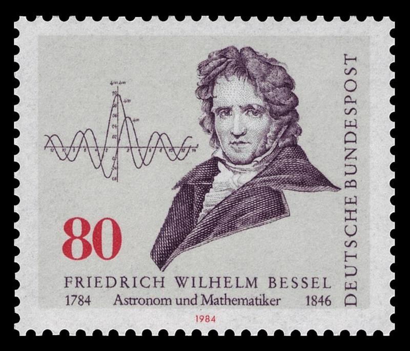 Stamp issued by the German federal post office in 1984, on the occasion of the 200th anniversary of Friedrich Wilhelm Bessel’s birth. 