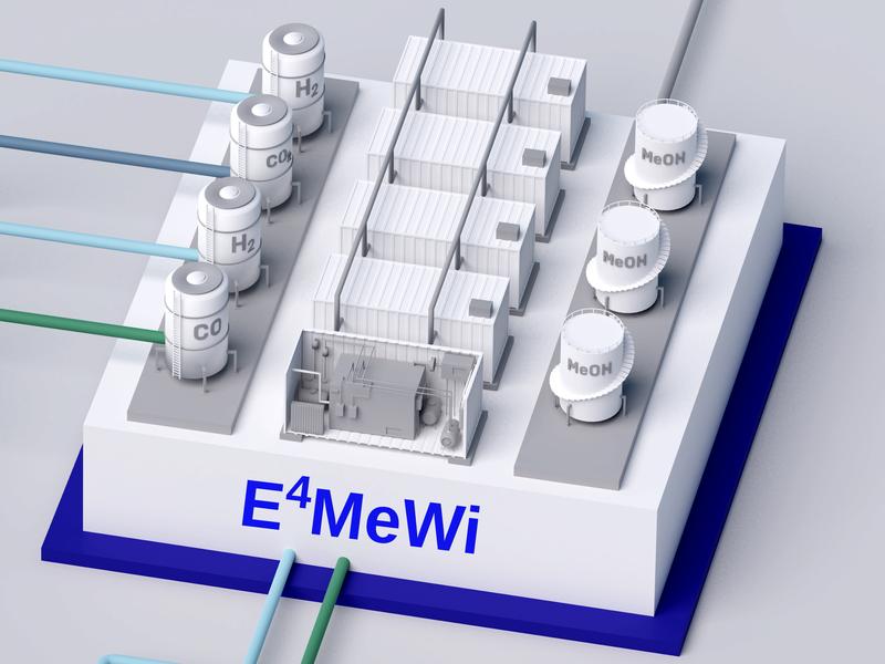 Visualisierung: Modularer Container zur nachhaltigen Methanolherstellung