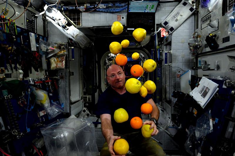 Astronaut inside the ISS spaceshuttle