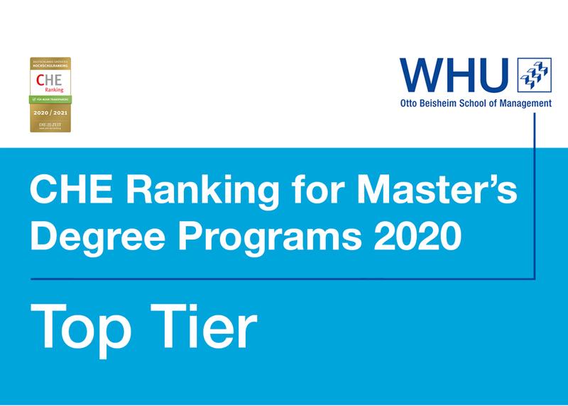 WHU: Spitzenbewertung im CHE Master-Ranking 2020