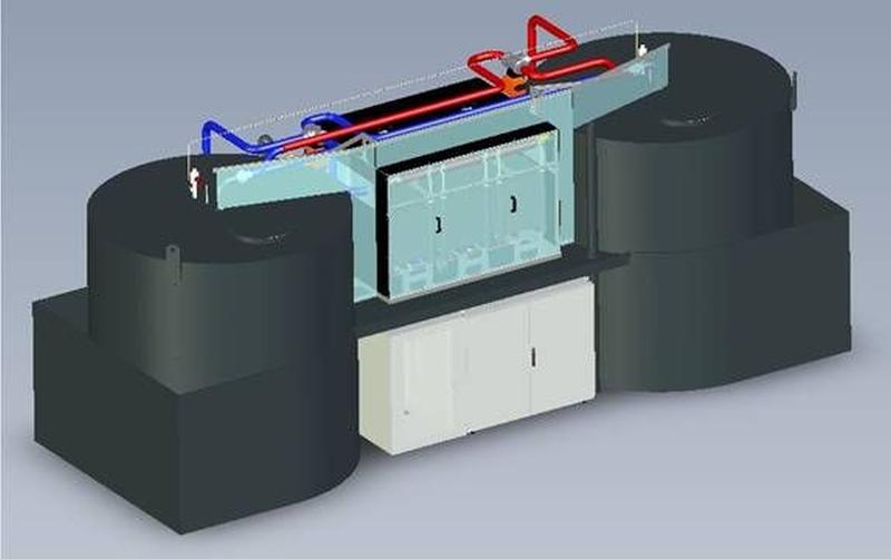 Im Forschungsprojekt „BiFlow“ werden die Elektrolyttanks einer Redox-Flow-Batterie zum ersten Mal als Wärmespeicher genutzt. (Grafik: Storion Energy GmbH)