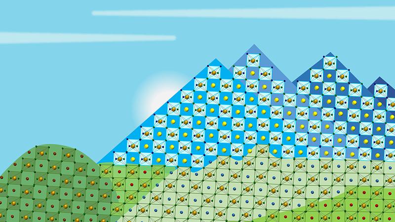 Artistic representation of an ionic defect landscape in the perovskites.