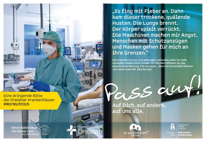 Anzeigenmotiv der Corona-Kampagne der Dresdner Krankenhäuser