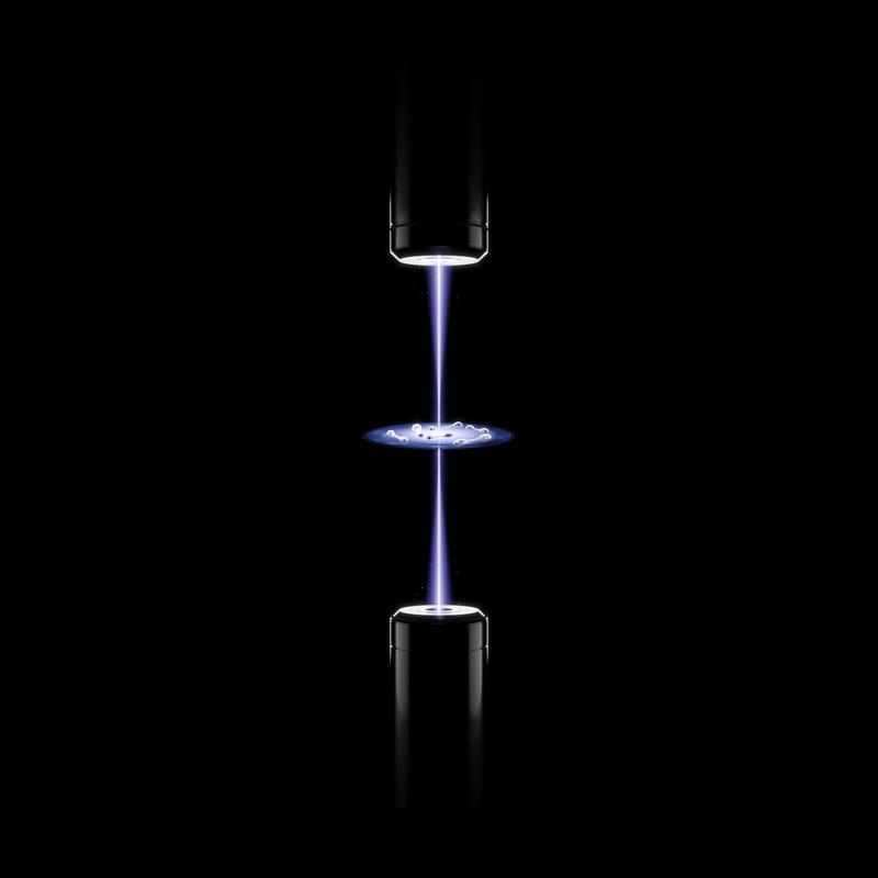 Artist impression: Six pairs of atoms in the focus of a laser beam.