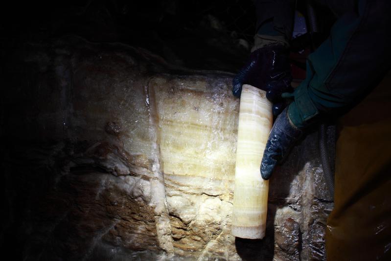 Climate archives like this drill core taken from cave flowstone (speleothem) enable climate scientists to reconstruct past climate changes and better understand our climate system.