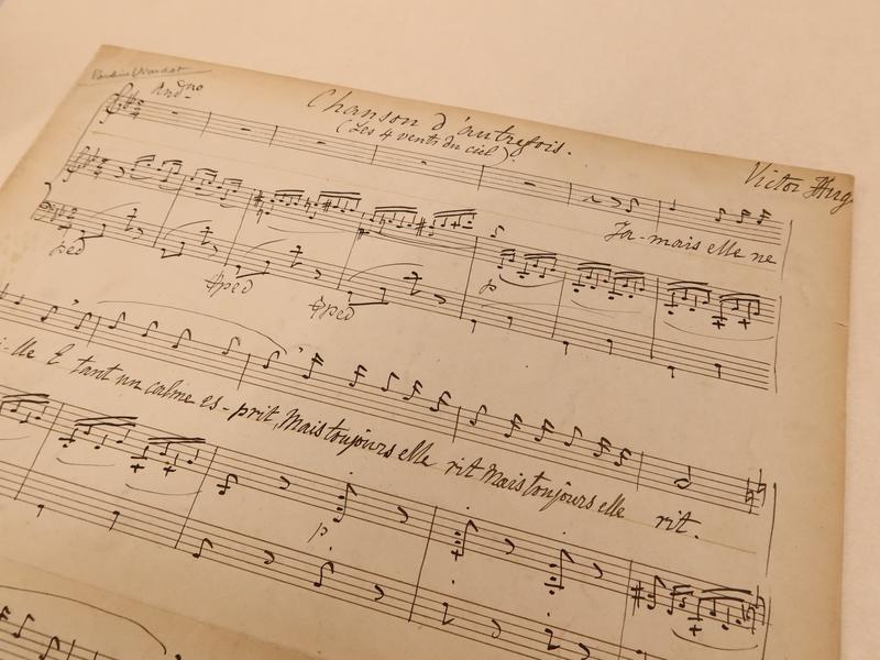 Ausschnitt aus der Musikhandschrift „Chanson d’autrefois“, komponiert und notiert von der Sängerin und Komponistin Pauline Viardot-García (1821–1910) 