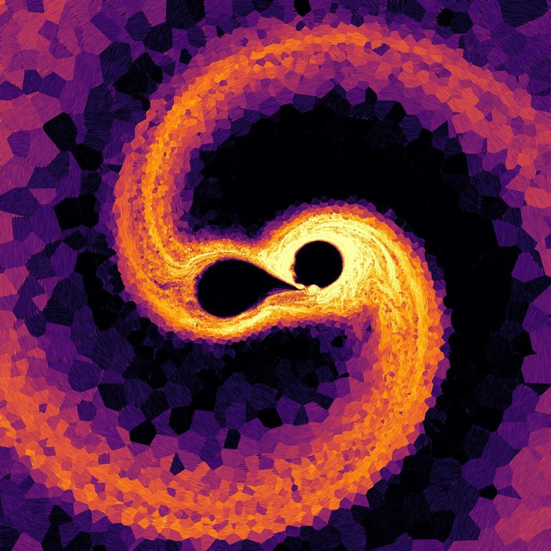 Die Simulation zeigt die Entstehung des Magnetsterns Tau Scorpii, eines sogenannten „Blauen Nachzüglers“, der durch eine Sternverschmelzung entstanden ist. . 