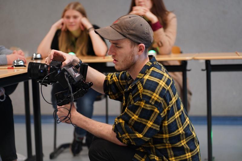 Hans Höpfner während des Filmdrehs