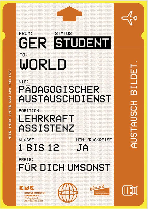 Gewinner des Wettbewerbs ist Luca Bettinger mit seinem Reiseticket-Plakat „From Germany to World“ 