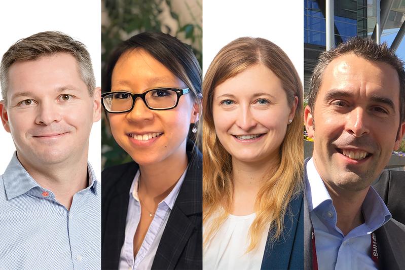 Vier Berner Forschende erhalten Pfizer-Preis: Carsten Riether, Jin Li, Christa König und Ange Maguy