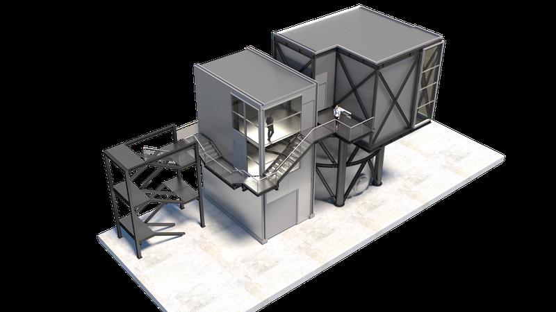 3D-Konstruktionszeichnung von COSINUS im Gran-Sasso-Untergrundlabor (LNGS)