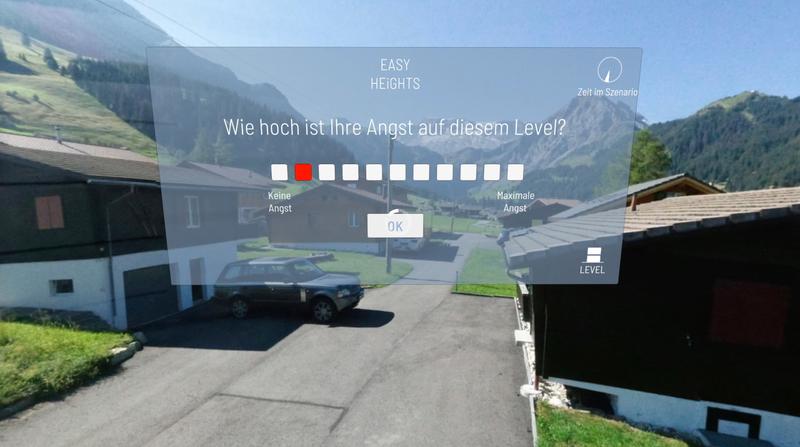 Im virtuellen Training können Nutzerinnen und Nutzer schrittweise in die Höhe steigen und auf jedem Level die Ausprägung ihrer Höhenangst angeben.