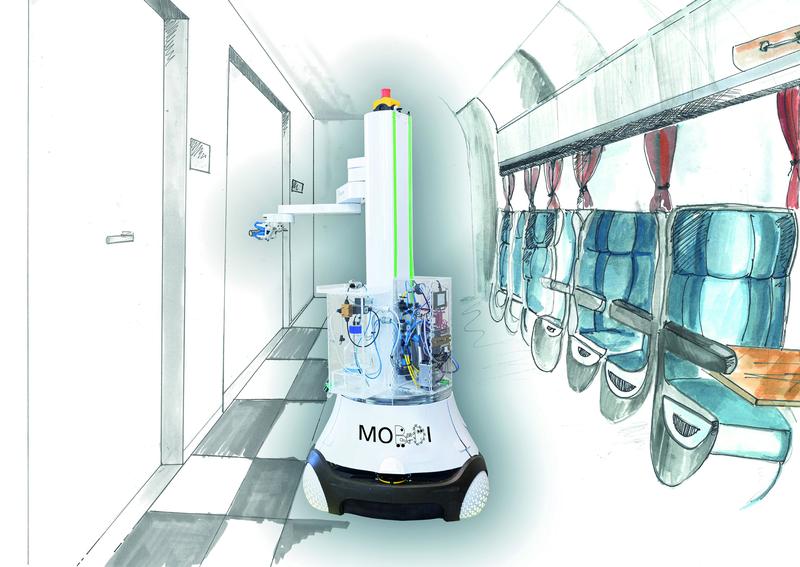 Im Projekt MobDi werden Desinfektionsroboter sowohl für den Einsatz in Gebäuden als auch in Verkehrsmitteln entwickelt.