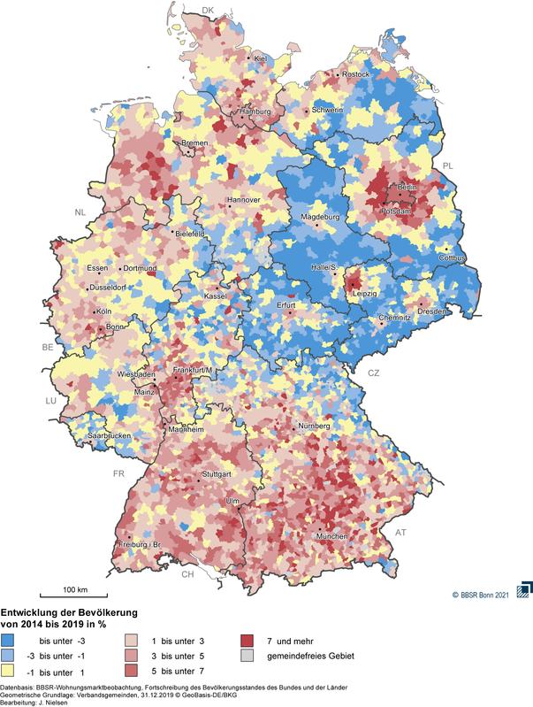 Entwicklung der Bevölkerung 2014 bis 2019