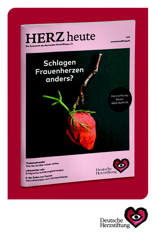 Das Cover der Herzstiftungs-Zeitschrift "HERZ heute" zum Themenschwerpunkt Frauenherzen. 