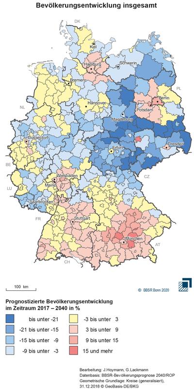 Prognostizierte Bevölkerungsentwicklung bis 2040