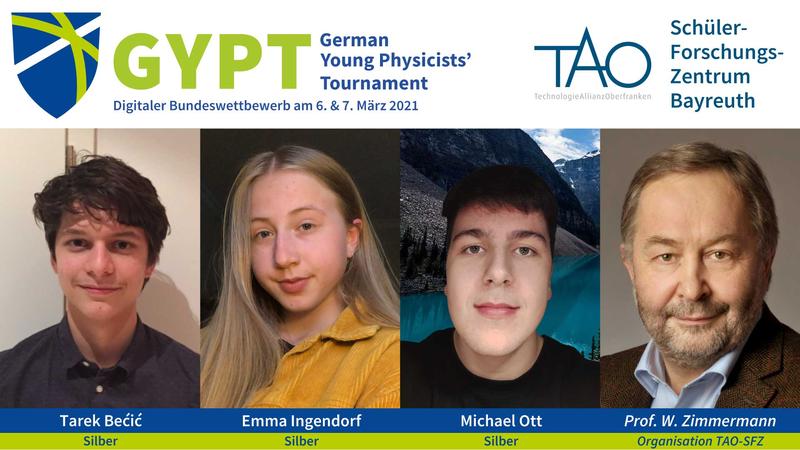 The silver-winning team was coached by the TAO High School Students Research Centre at the University of Bayreuth: Tarek Becic from Frankenwald Gymnasium, Emma Ingendorf, and Michael Ott from Augustinus Gymnasium in Weiden.