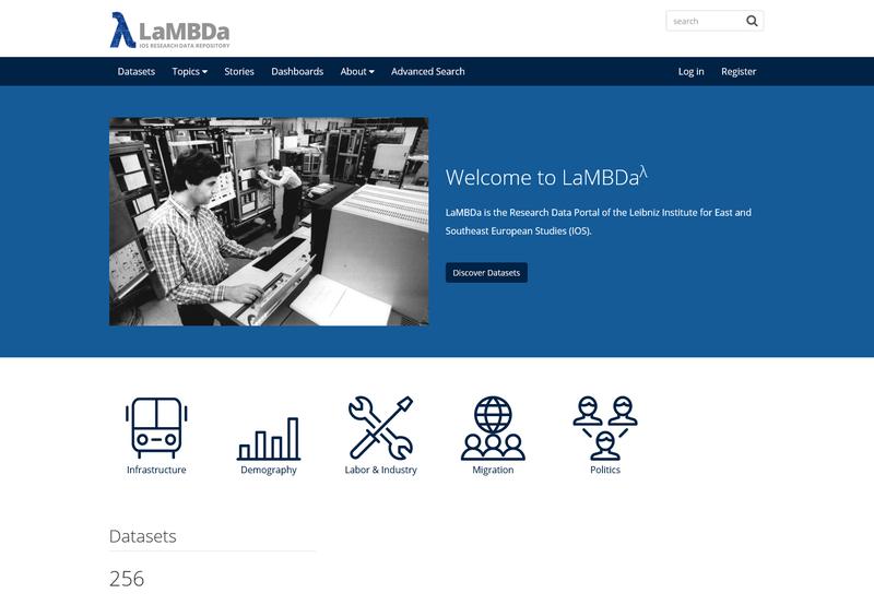 Screenshot der Startseite des Forschungsdatenportals LaMBDa