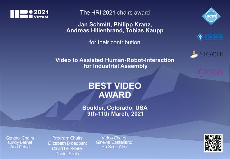 Das Institut Digital Engineering an der FHWS erhielt die Auszeichnung „Best Video Award. 
