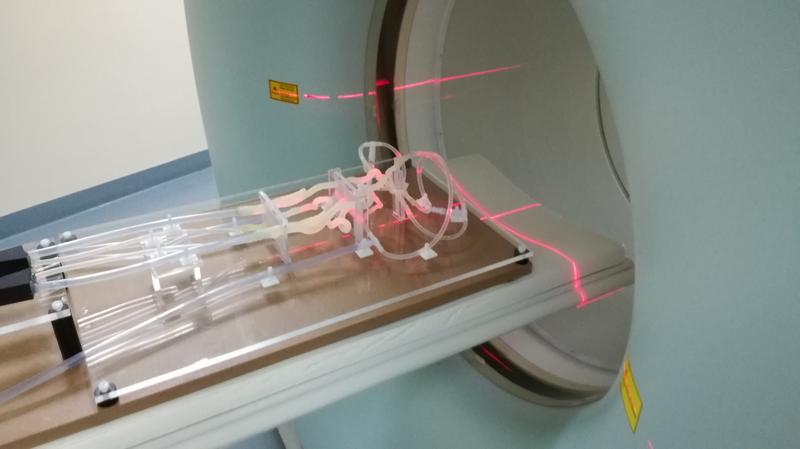 Gefäßphantom beim Einsatz in der Klinik