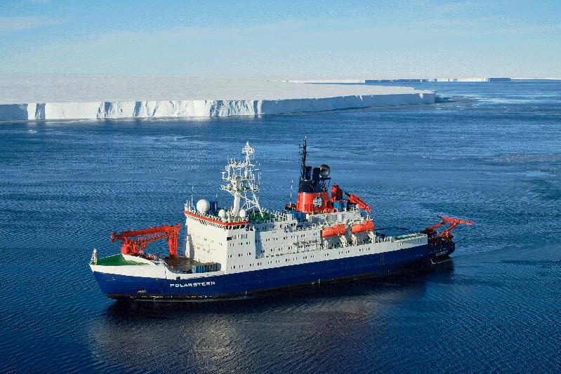 RV Polarstern in front of iceberg A74