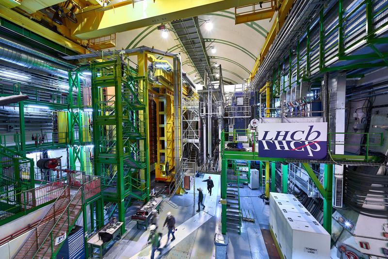 The LHCb experiment is one of the four large experiments at the Large Hadron Collider at CERN, situated underground on the Franco-Swiss border near Geneva.