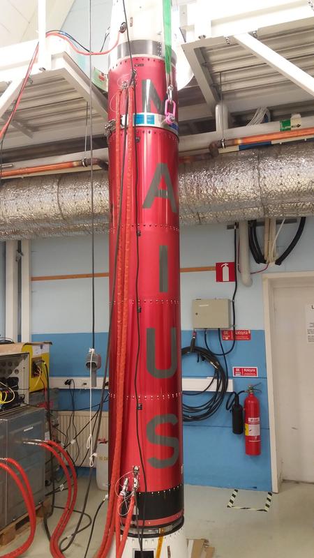 Payload system of the sounding rocket in the integration hall of the European Space Agency’s Esrange Space Center in Sweden