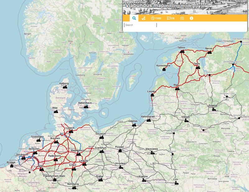 Gesamtausdehnung der digitalen Viabundus-Karte: Das Team hat eine digitale Plattform zu Fernhandelswegen in Nordeuropa zwischen 1350 und 1650 aufgebaut.  