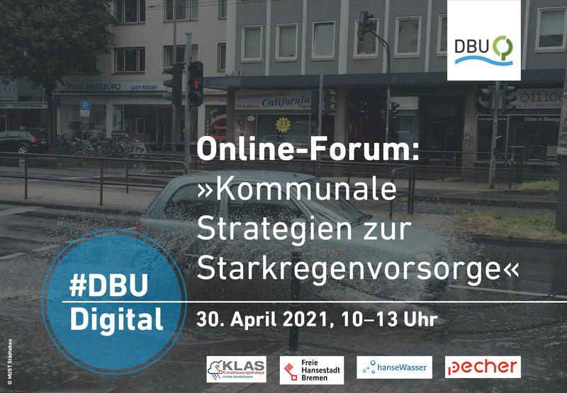 Mit richtiger Planung können sich Kommunen gegen Starkregenereignisse rüsten. Über positive Beispiele diskutieren am 30. April im DBUdigital Online-Forum „Kommunale Strategien zur Starkregenvorsorge“ Fachleute aus Forschung, Wissenschaft und Politik.