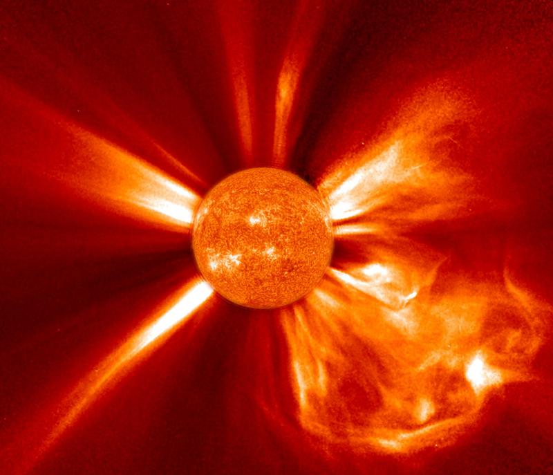 Koronaler Massenauswurf auf der Sonne, beobachtet mit der Raumsonde STEREO-A.