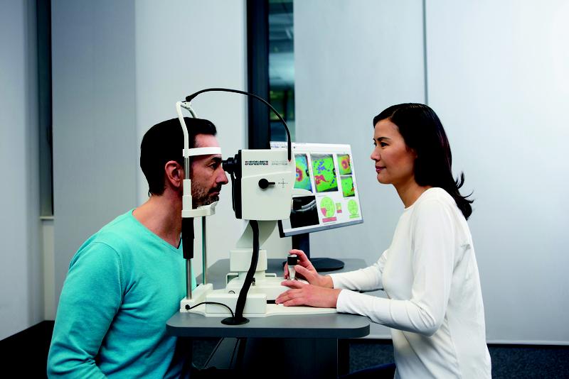 Moderne bildgebende Verfahren liefern wertvolle Daten,  die durch das Ophthalmo-AI-Assistenzsystem für die  Behandlung ausgewertet werden (Quelle: Heidelberg Engineering GmbH). 