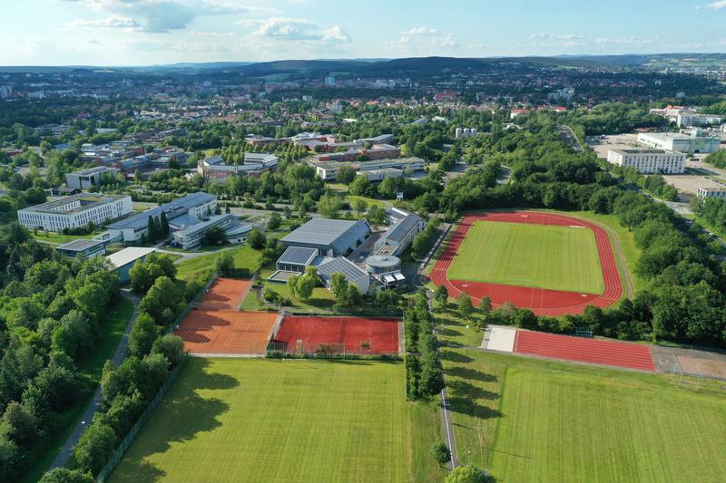 Outdoor sports facilities on the Bayreuth Campus.