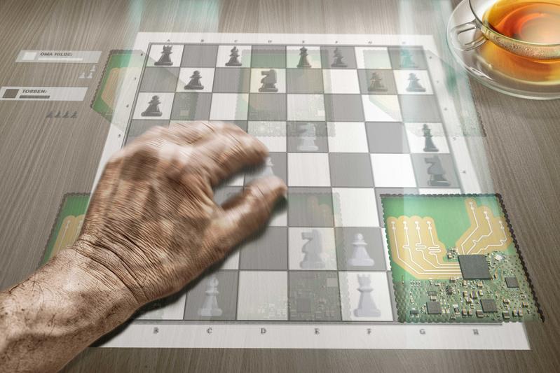 The image beamed onto the table is controlled by gestures