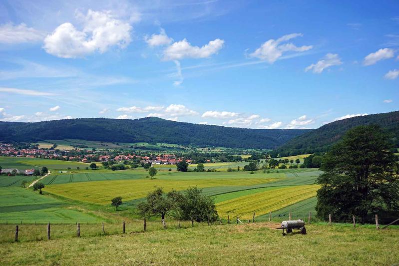 Landschaften wie diese vielfältig genutzte und reich strukturierte Agrarlandschaft im Wesertal, Niedersachsen, erfüllen viele der aus wissenschaftlicher Sicht notwendigen Eigenschaften.