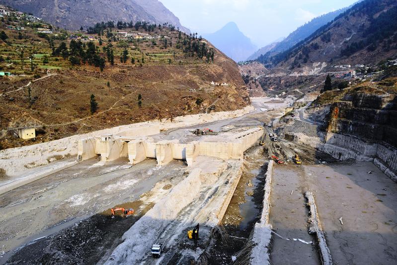 Das zerstörte Wasserkraftwerk Tapovan Vishnugad nach dem verheerenden Murgang vom 7. Februar 2021. 