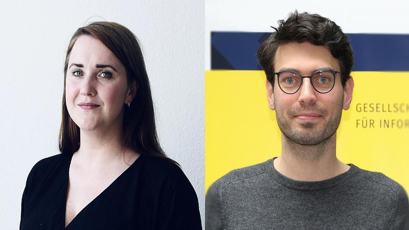 Maike Klein, Projektleiterin (links) und Nikolas Becker, Projektleiter (rechts)