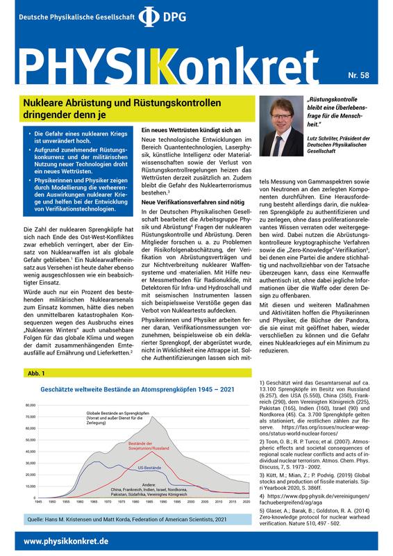 Physikkonkret Nr. 58: Nukleare Abrüstung und Rüstungskontrollen dringender denn je