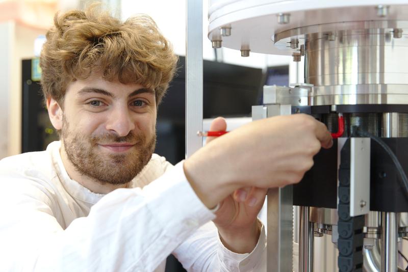 Marco Valentini working in the lab. 